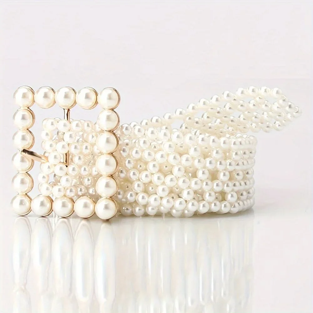 Elegant Adjustable Faux Pear Belt - Chic, Braided Waistband for Every Occasion